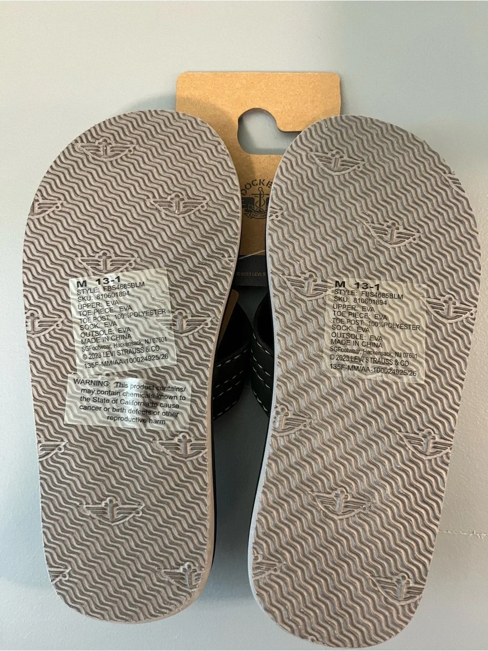 Dockers Black and Brown Boys' Padded Strap Flip Flops